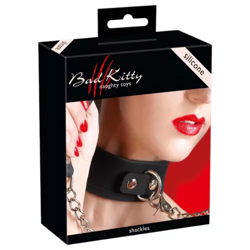 Bad Kitty - szilikon nyakörv és póráz (fekete)