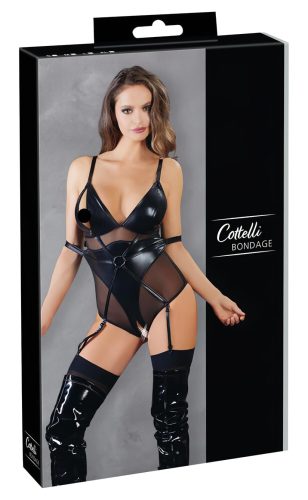 Cottelli Bondage - fényes body bilinccsel (fekete)
