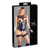 Cottelli Bondage - fényes nyitott body és kar bilincs (fekete)