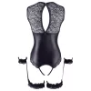 Cottelli Bondage - fényes nyitott body és kar bilincs (fekete)