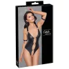 Cottelli Bondage - fényes, gyűrűs, nyitott body (fekete)