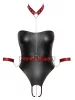 Cottelli Bondage - fényes body és kar bilincs (fekete)
