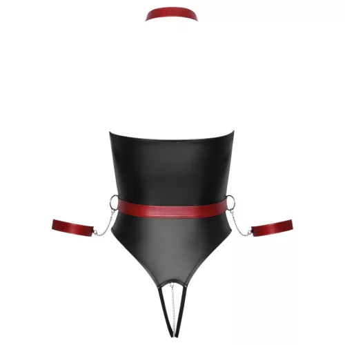 Cottelli Bondage - fényes body és kar bilincs (fekete)