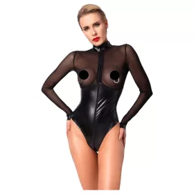 Noir - fényes body átlátszó betéttel (fekete)