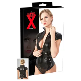 LATEX - cipzáras, rövidujjú női felső (fekete)