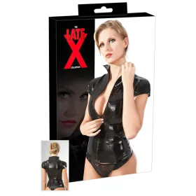 LATEX - cipzáras, rövidujjú női felső (fekete)
