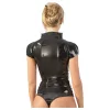 LATEX - cipzáras, rövidujjú női felső (fekete)