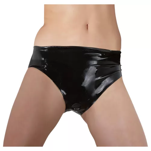 LATEX - női bugyi belső dildóval (fekete)