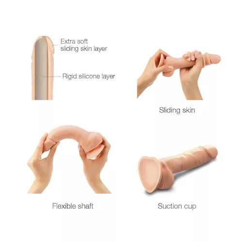 Strap-on-me M - kétrétegű, tapadókorongos dildó (natúr)