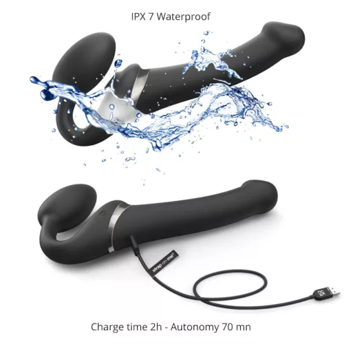 Strap-on-me M - léghullámos felcsatolható vibrátor (fekete)
