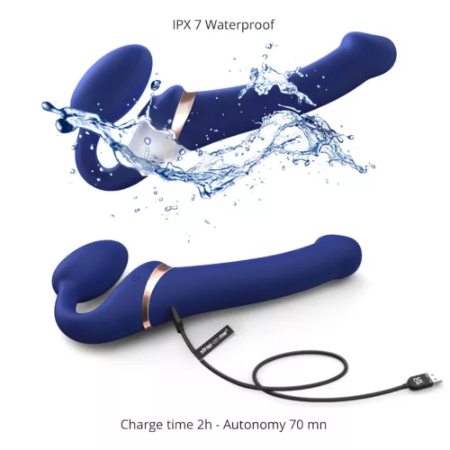 Strap-on-me S - felcsatolható, léghullámos vibrátor - (kék)