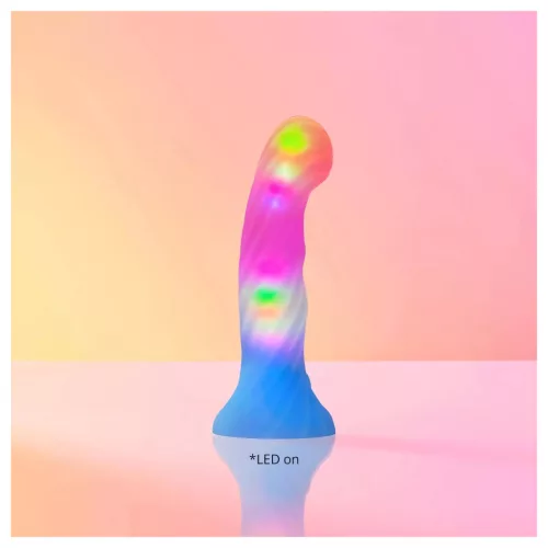 Love to Love Candy Loop - világító LED-es szilikon dildó (rózsaszín-kék) - 16,9 cm