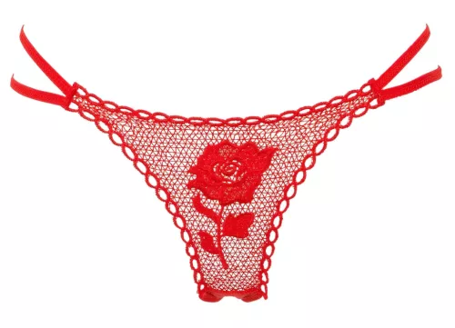 Panty Rose - rózsaszálba rejtett tanga - piros (S-L)