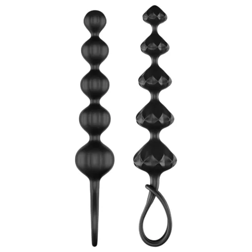 Satisfyer Love Beads - gyöngyös anál dildó szett (fekete)