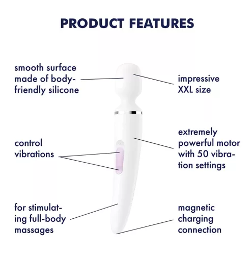 Satisfyer Wand-er Woman - vízálló masszírozó vibrátor (fehér)
