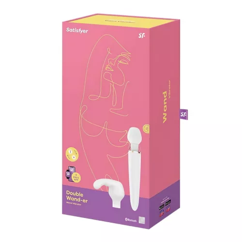 Satisfyer Double Wand-er - okos masszírozó vibrátor (fehér)