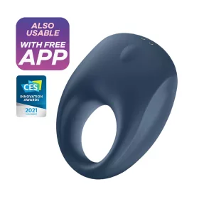   Satisfyer Strong One - okos vibrációs péniszgyűrű (kék)