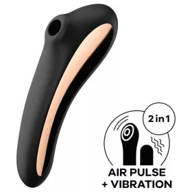   Satisfyer Dual Kiss - akkus hüvelyi és csikló vibrátor (fekete)