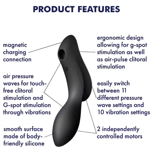 Satisfyer Curvy Trinity 2 - léghullámos 2in1 vibrátor (fekete)