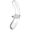 Satisfyer Double Crystal - kétvégű üveg dildó (átlátszó)