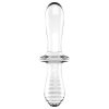 Satisfyer Double Crystal - kétvégű üveg dildó (átlátszó)