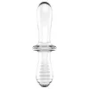 Satisfyer Double Crystal - kétvégű üveg dildó (átlátszó)