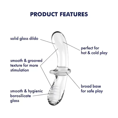 Satisfyer Double Crystal - kétvégű üveg dildó (átlátszó)