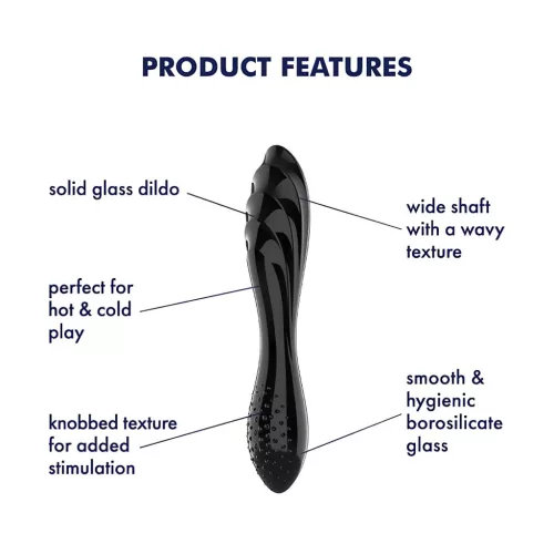 Satisfyer Dazzling Crystal 1 - kétvégű üveg dildó (fekete)