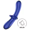 Satisfyer Double Crystal - kétvégű üveg dildó (kék)
