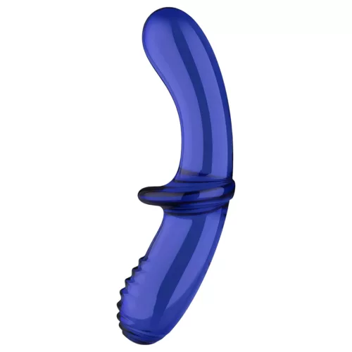 Satisfyer Double Crystal - kétvégű üveg dildó (kék)