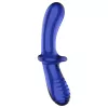 Satisfyer Double Crystal - kétvégű üveg dildó (kék)