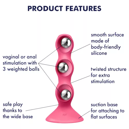 Satisfyer Triple Ball-R - gyöngyös análvibrátor (pink)