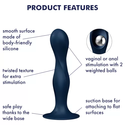 Satisfyer Double Ball-R - súlyozott dildó (kék)