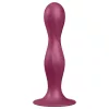 Satisfyer Double Ball-R - tapadókorongos súlyozott dildó (piros)