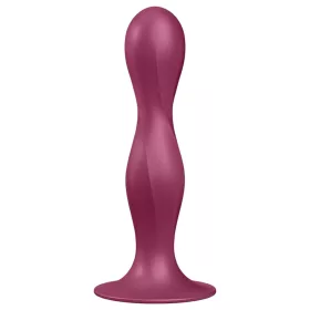   Satisfyer Double Ball-R - tapadókorongos súlyozott dildó (piros)