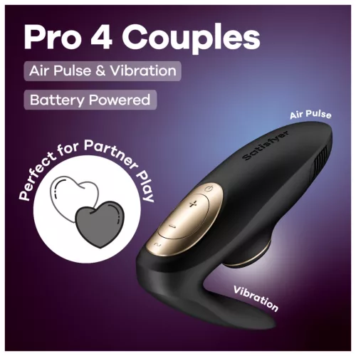 Satisfyer Pro 4 Couples - léghullámos párvibrátor (fekete)