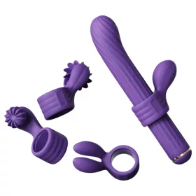 Magic Stick - vibrátor cseréléhető feltétekkel (lila)