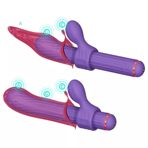 Magic Stick - vibrátor cseréléhető feltétekkel (lila)