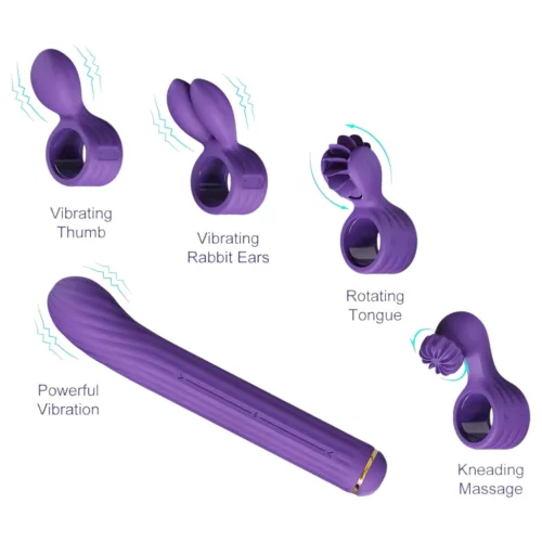 Magic Stick - vibrátor cseréléhető feltétekkel (lila)