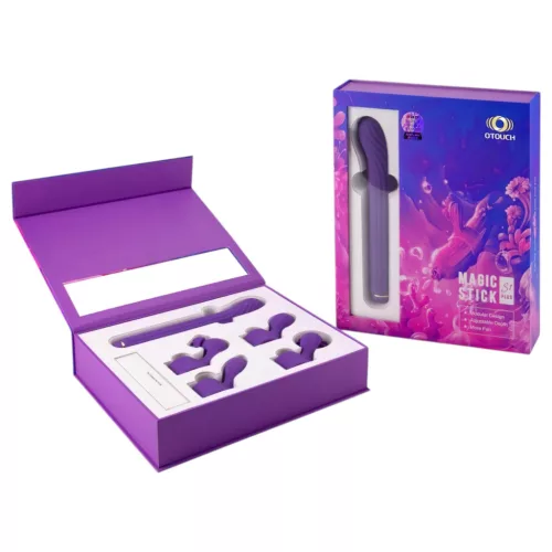 Magic Stick - vibrátor cseréléhető feltétekkel (lila)