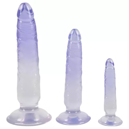 Crystal Clear - anál tréner dildó készlet - 3db (átlátszó-kék)