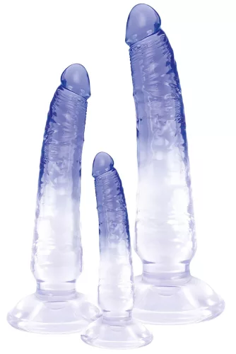 Crystal Clear - anál tréner dildó készlet - 3db (átlátszó-kék)