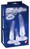 Crystal Clear - anál tréner dildó készlet - 3db (átlátszó-kék)