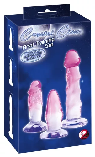 Crystal Clear - anál tréner készlet - 3db (átlátszó-pink)