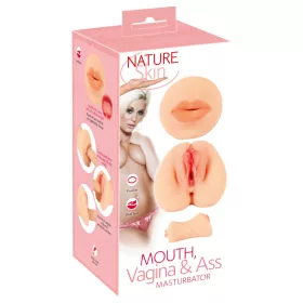 Nature Skin - punci és száj maszturbátor (natúr)