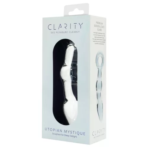Clarity Utopian Mystique - bordázott üveg análdildó (átlátszó)