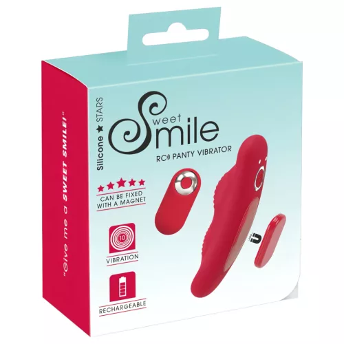 Smile - akkus, rádiós bugyi vibrátor (piros)