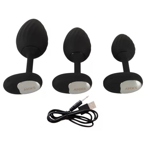 ANOS - vibrációs anál plug szett (fekete)