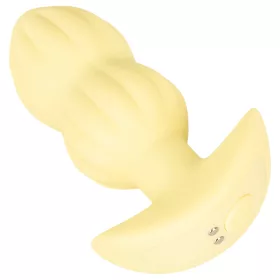 Cuties Mini - bordázott vibrációs anál plug (sárga)