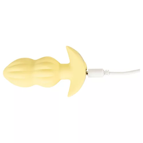 Cuties Mini - bordázott vibrációs anál plug (sárga)
